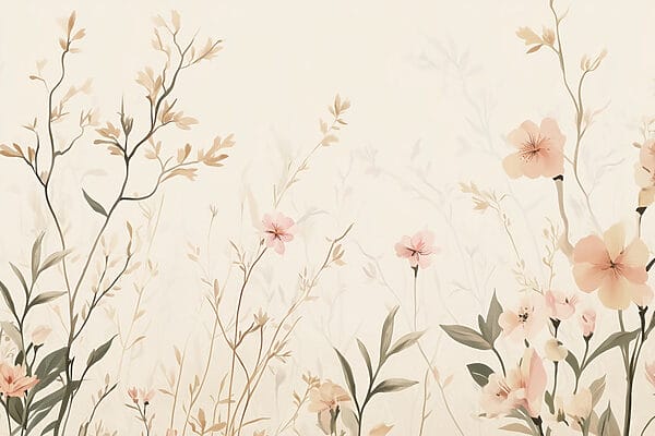 Wallpaper with flowers and leaves Wallpaper with flowers and leaves
