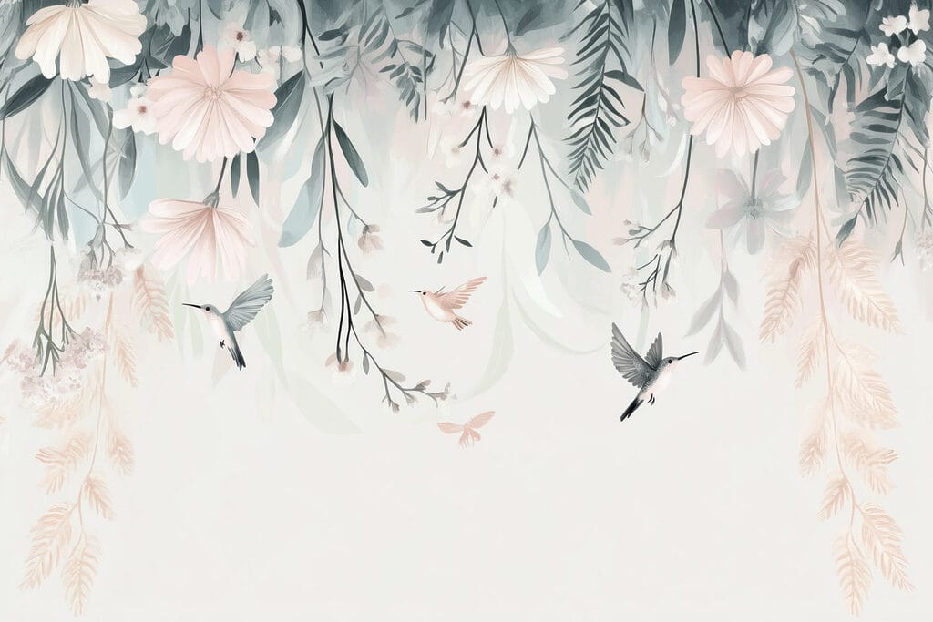 Bird flying over flowers Bird flying over flowers