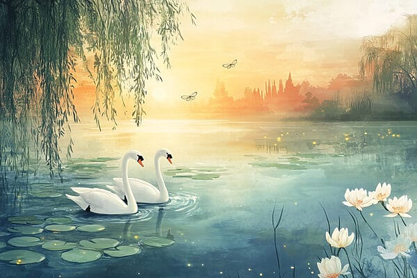 Two swans in a lake Two swans in a lake