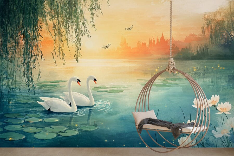 Two swans in a lake Two swans in a lake