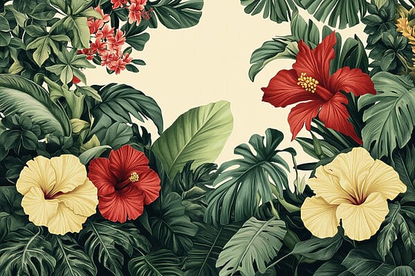 Group of flowers and leaves Group of flowers and leaves