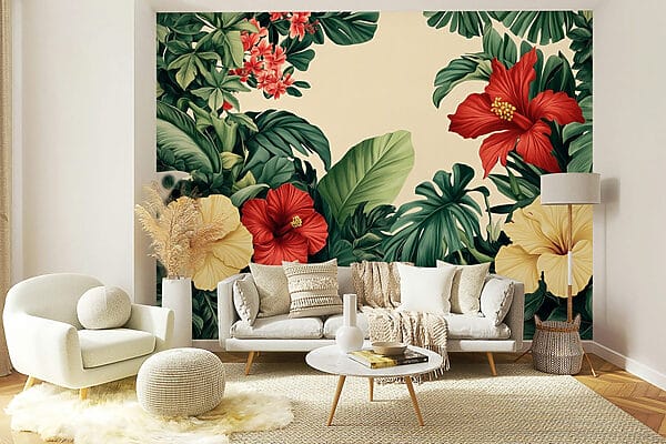 Group of flowers and leaves Group of flowers and leaves