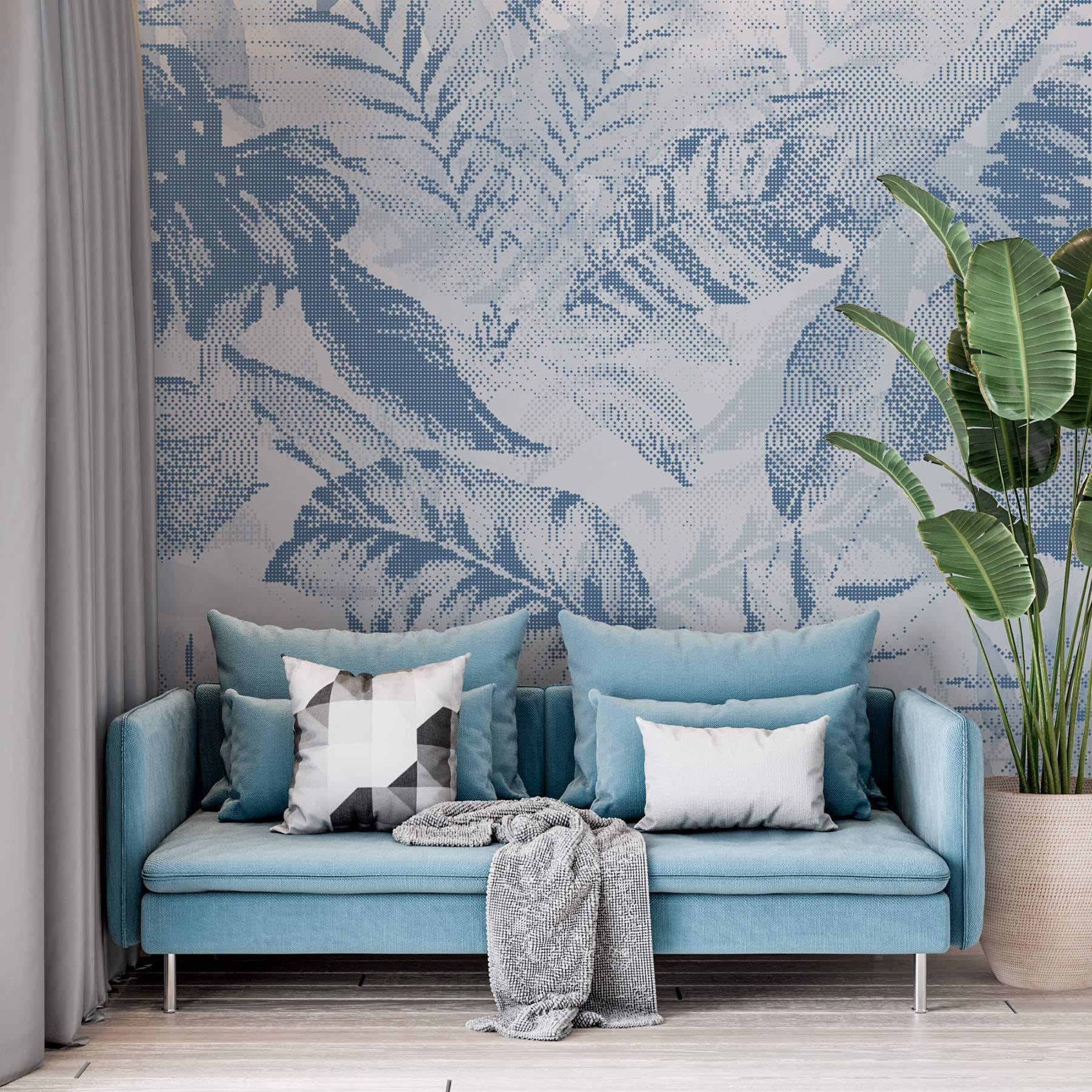 Soft hues in leafy patterns.