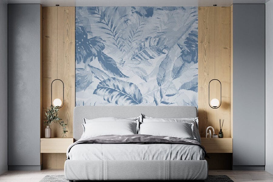 Soft hues in leafy patterns.