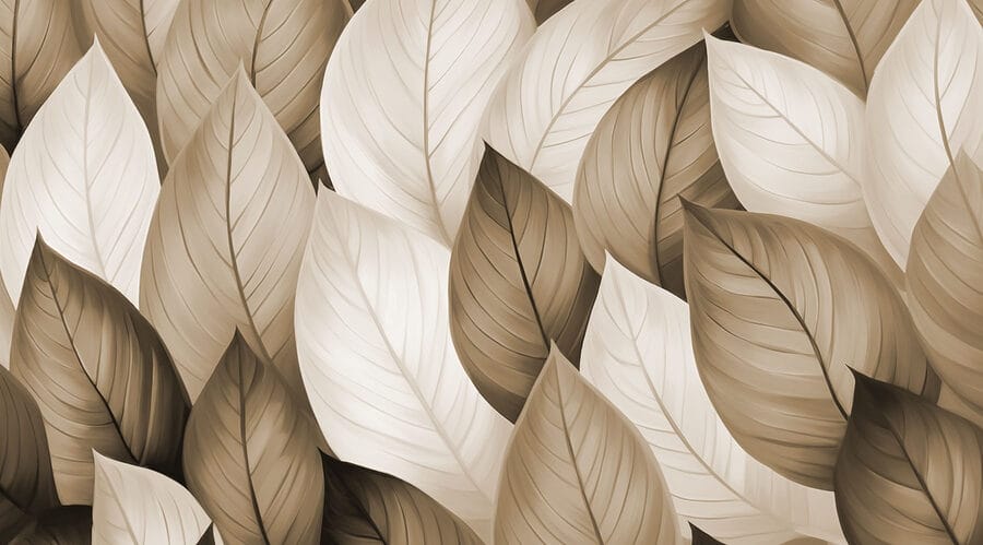 Group of brown and white leaves