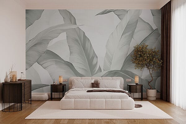 Wall murals Wall murals Soft, flowing leaves in gentle hues (SKU: w02999)