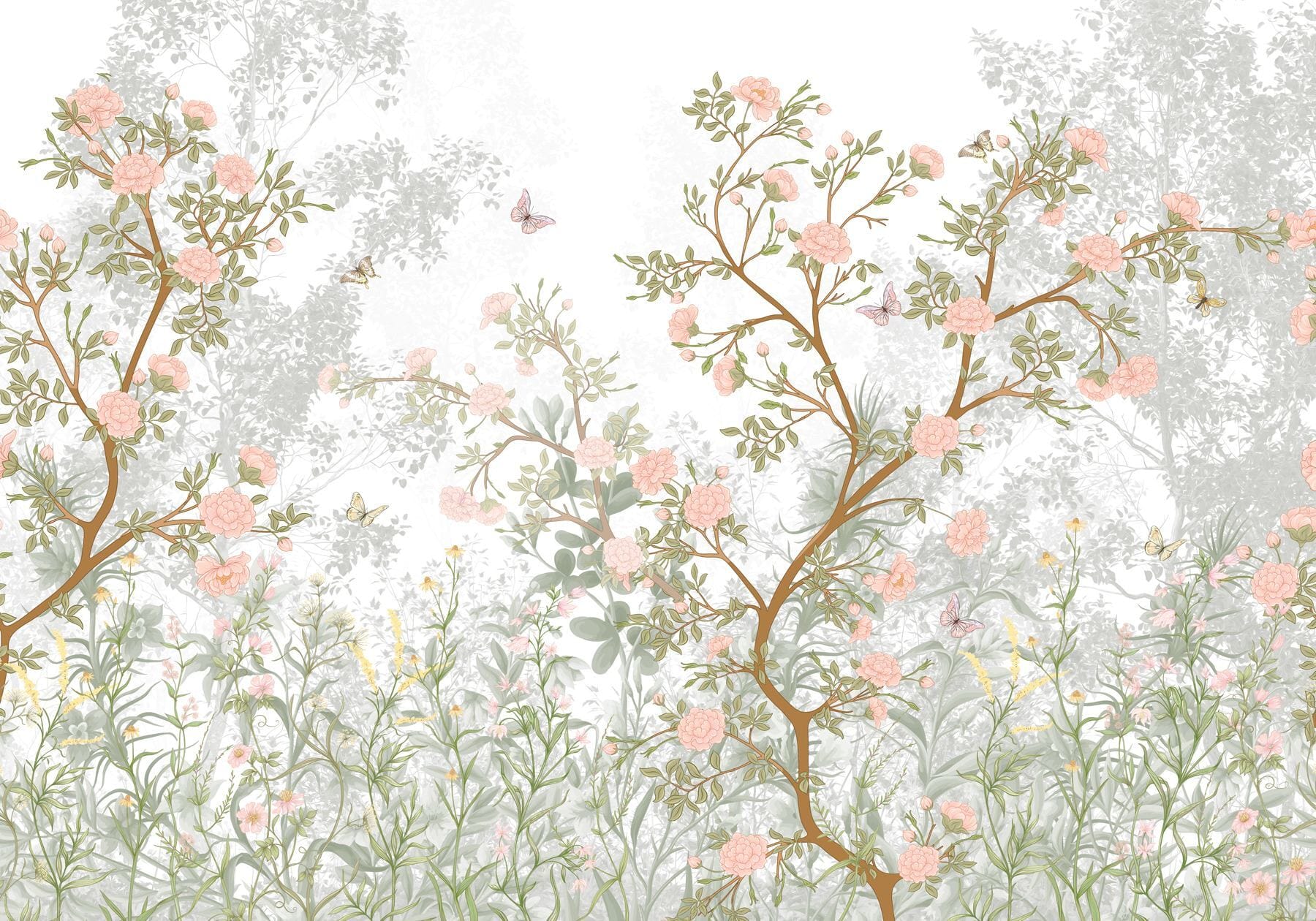 Painting of a tree with flowers and butterflies Painting of a tree with flowers and butterflies