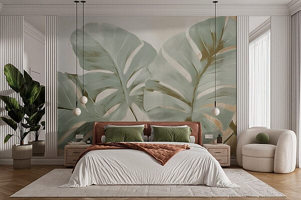 Painting of leaves on a wall Painting of leaves on a wall