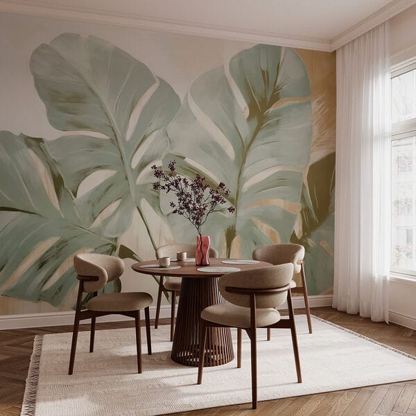 Painting of leaves on a wall Painting of leaves on a wall