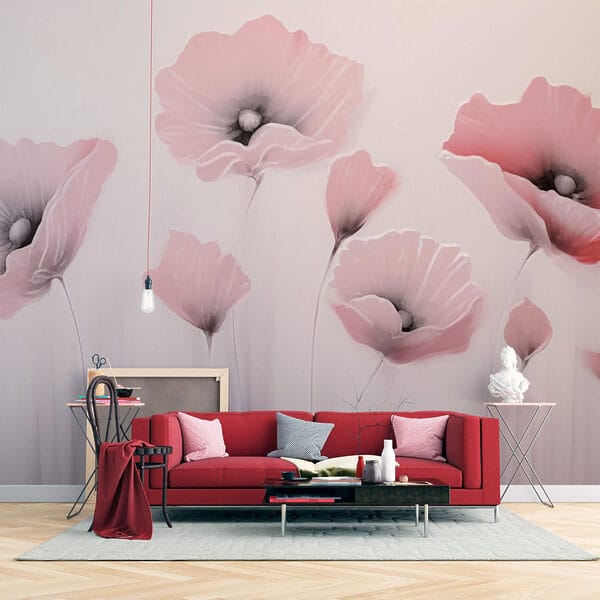 Painting of flowers on a wall Painting of flowers on a wall