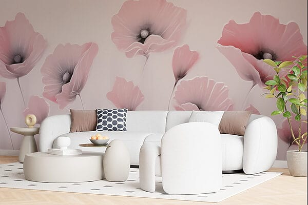 Painting of flowers on a wall Painting of flowers on a wall