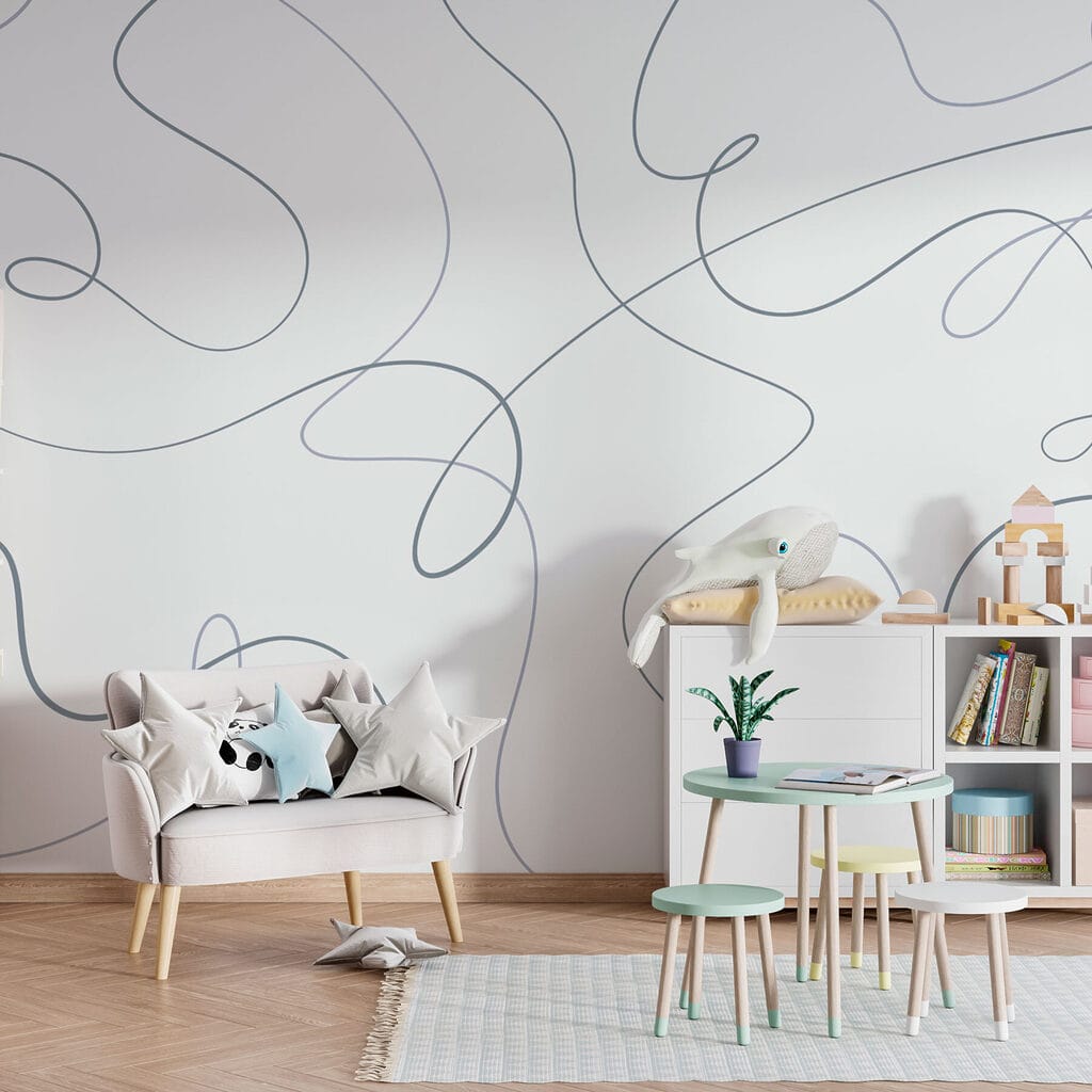 White background with blue lines