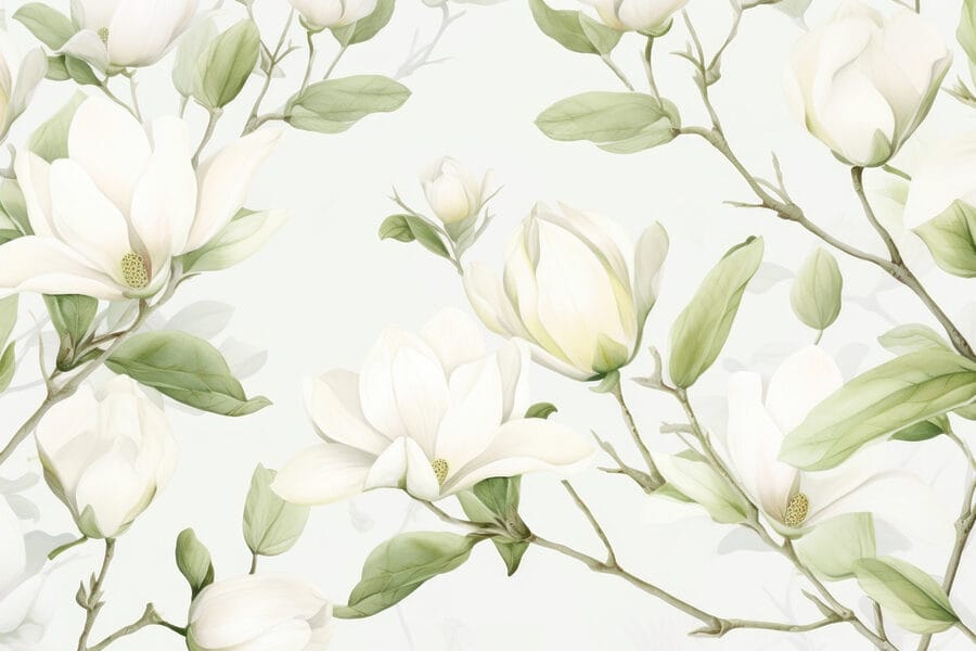 White flowers with green leaves