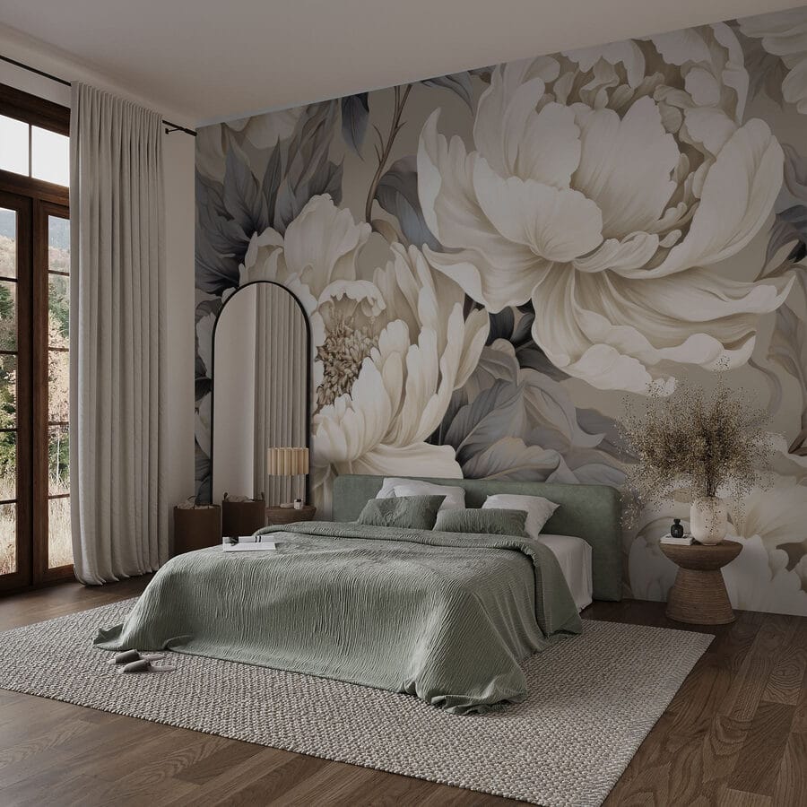 Wall murals Elegant blooms in soft hues.