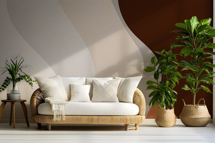 Flowing lines and soft hues interact.
