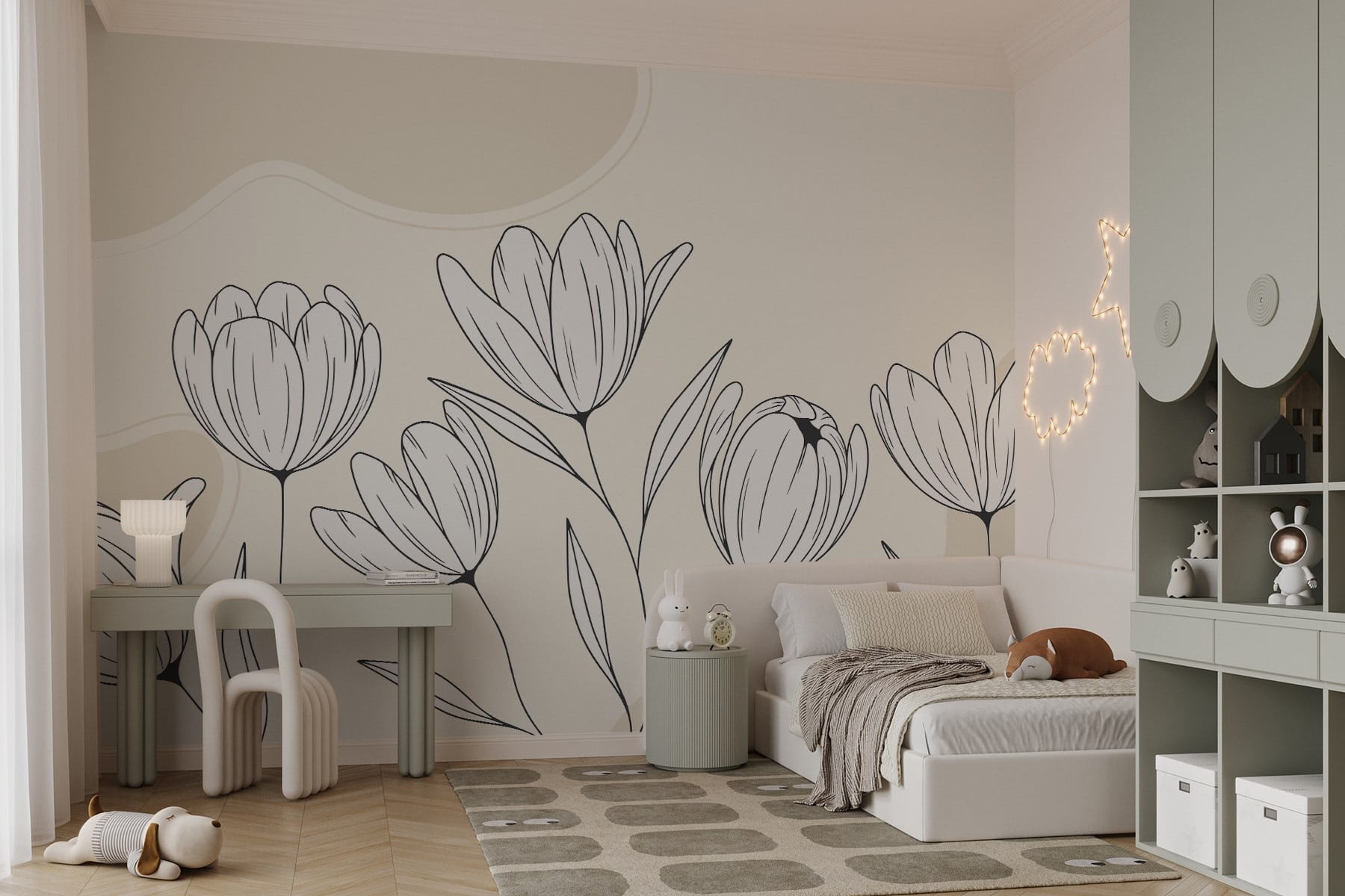 Line drawing of flowers