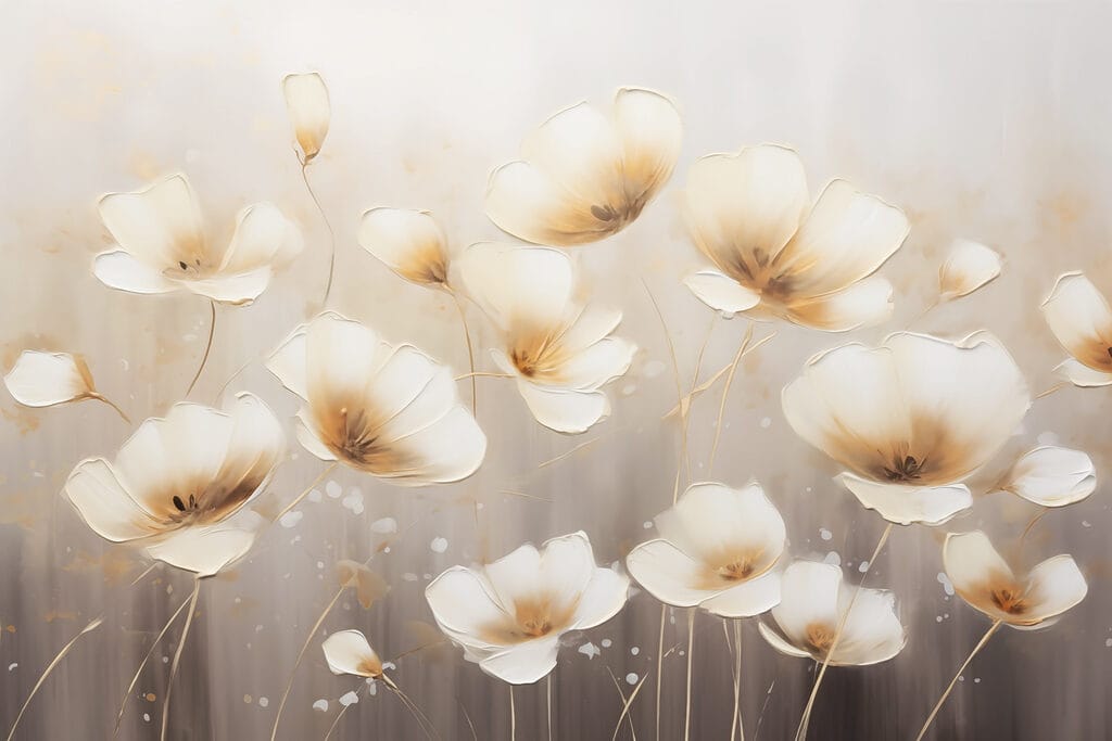 Painting of flowers on a white background Painting of flowers on a white background