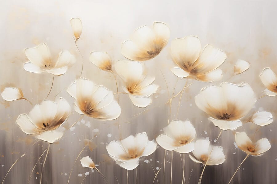 Painting of flowers on a white background Painting of flowers on a white background