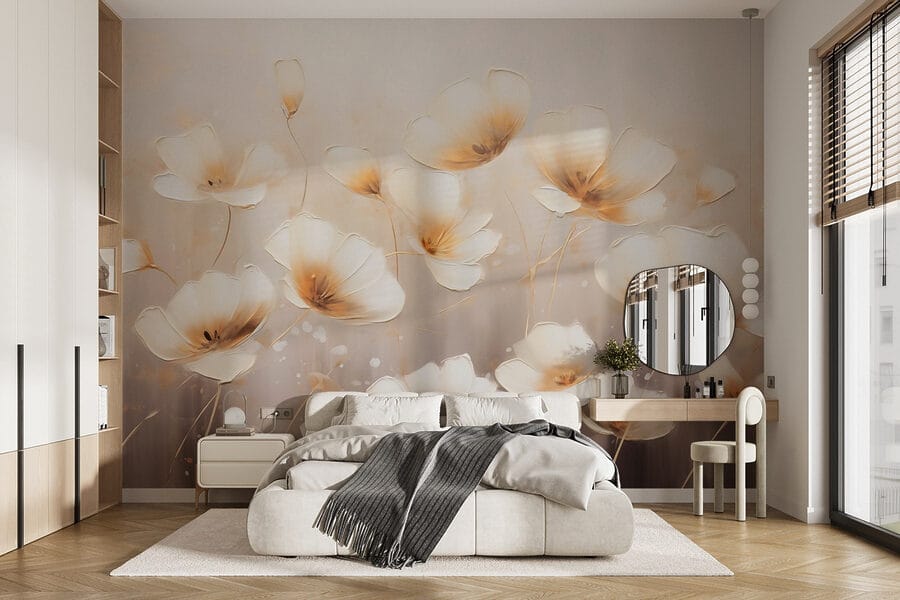 Painting of flowers on a white background Painting of flowers on a white background