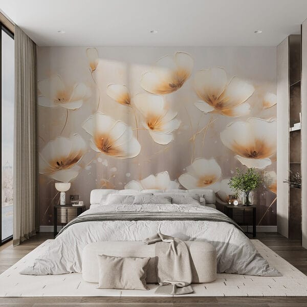 Painting of flowers on a white background Painting of flowers on a white background