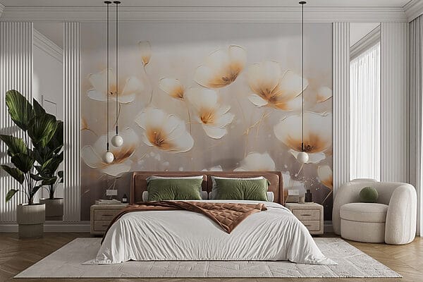 Painting of flowers on a white background Painting of flowers on a white background