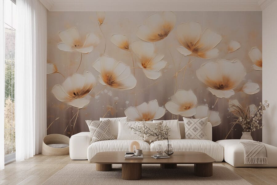 Painting of flowers on a white background Painting of flowers on a white background
