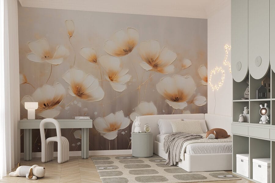 Painting of flowers on a white background Painting of flowers on a white background