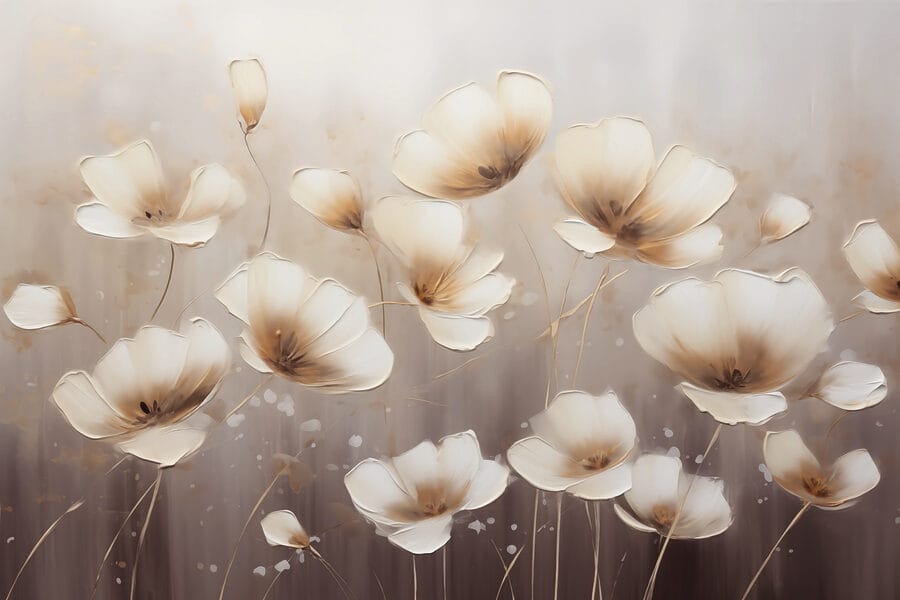 Painting of flowers on a white background Painting of flowers on a white background