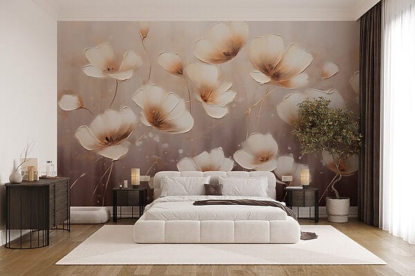 Painting of flowers on a white background Painting of flowers on a white background