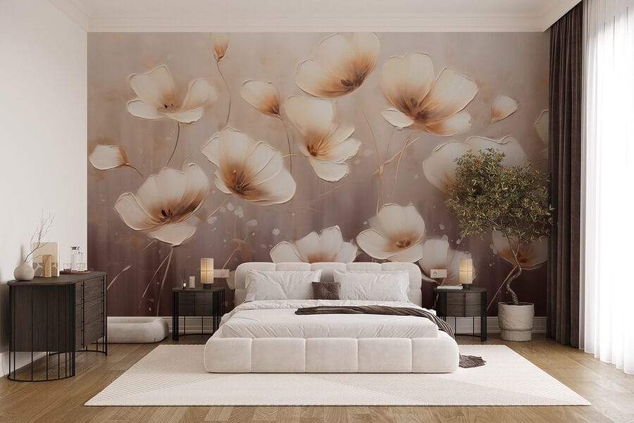 Painting of flowers on a white background Painting of flowers on a white background