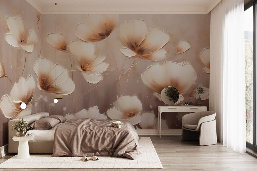 Painting of flowers on a white background Painting of flowers on a white background