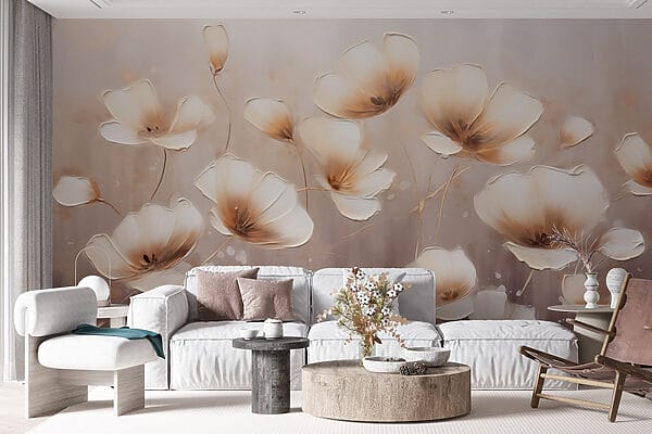 Painting of flowers on a white background Painting of flowers on a white background