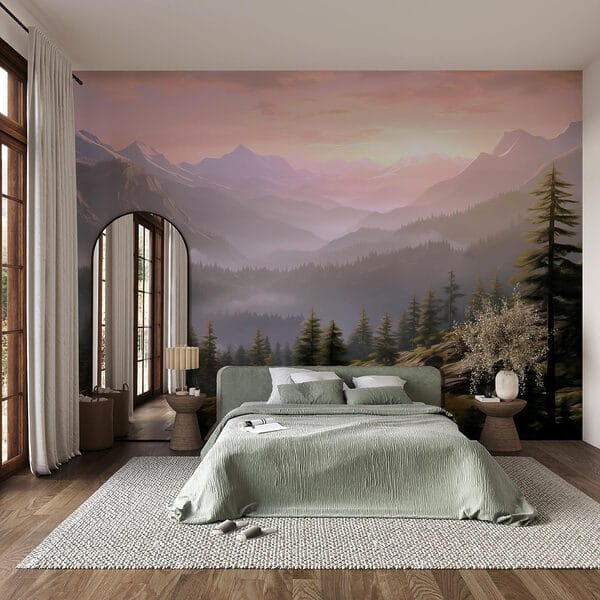 Landscape of mountains and trees Landscape of mountains and trees