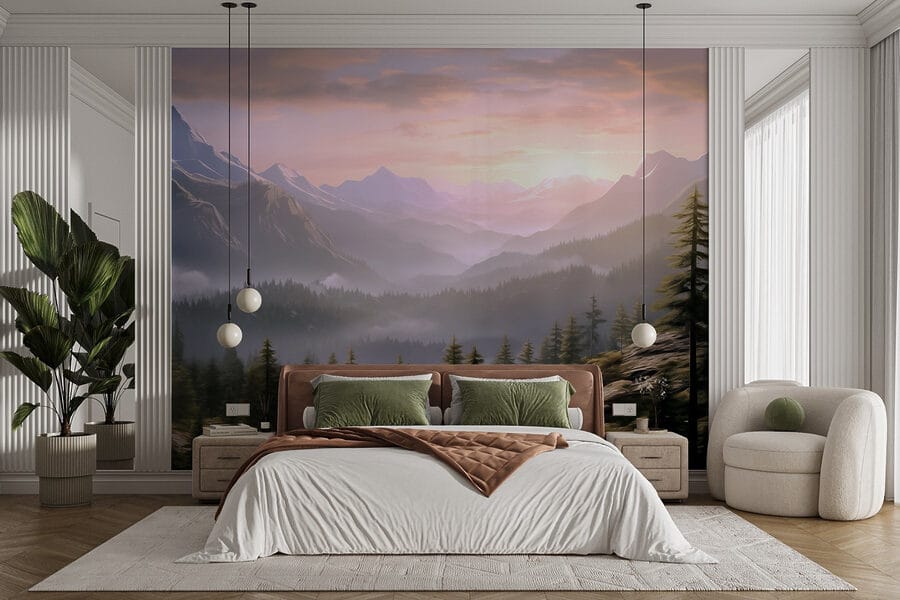 Landscape of mountains and trees Landscape of mountains and trees