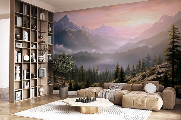 Landscape of mountains and trees Landscape of mountains and trees