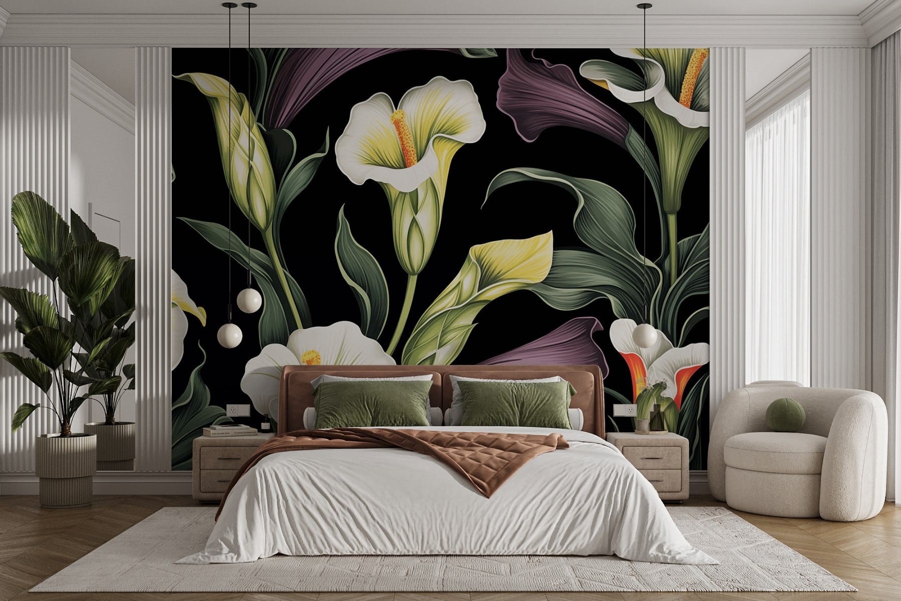 Vibrant blooms against dark background