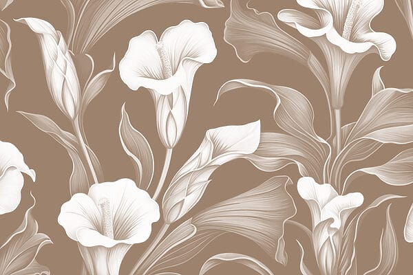 Delicate floral design on brown background Delicate floral design on brown background