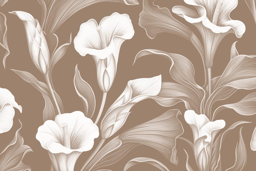 Delicate floral design on brown background Delicate floral design on brown background