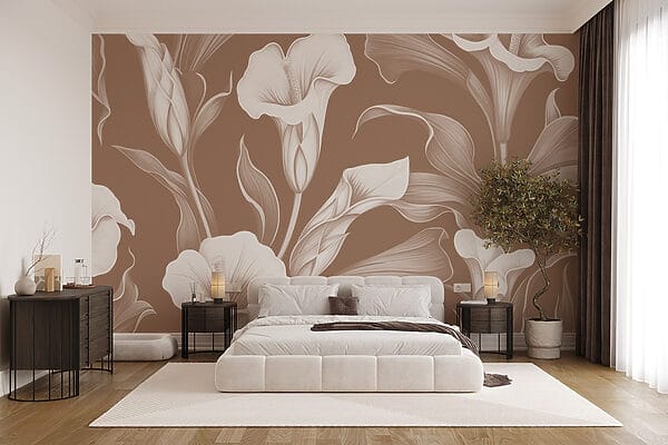 Delicate floral design on brown background Delicate floral design on brown background
