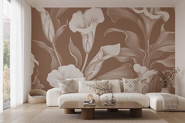 Delicate floral design on brown background Delicate floral design on brown background