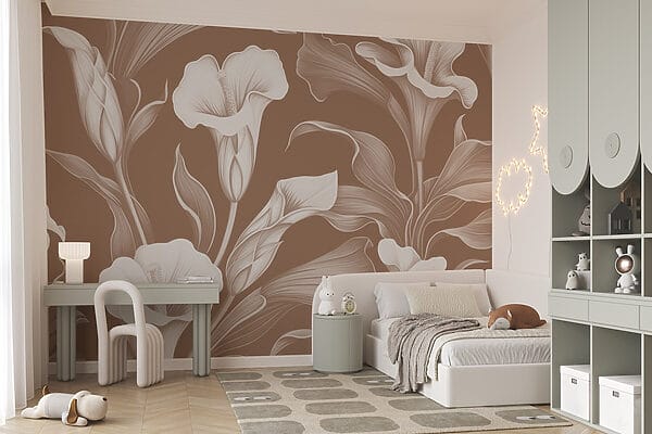 Delicate floral design on brown background Delicate floral design on brown background