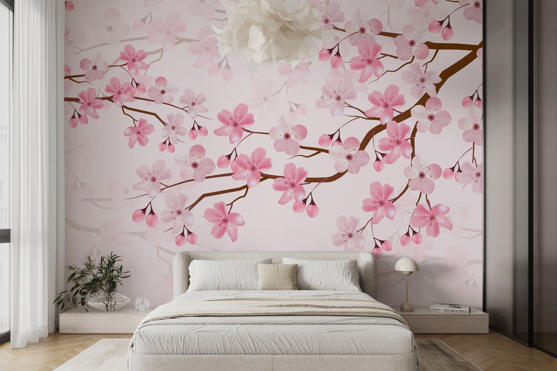 Pink flowers on a branch