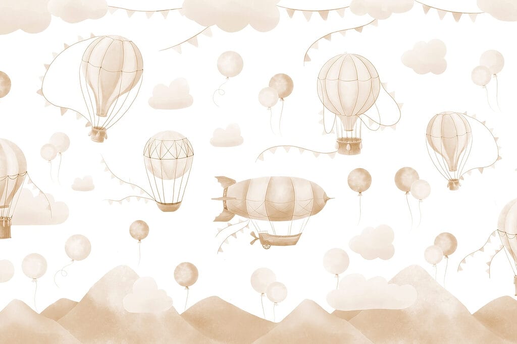Group of hot air balloons and mountains Group of hot air balloons and mountains