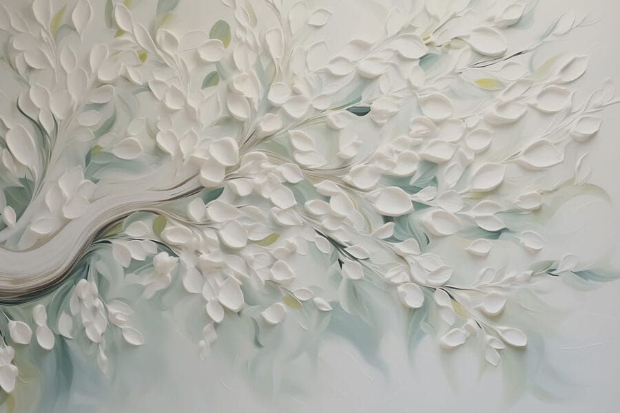 White tree with leaves on it White tree with leaves on it