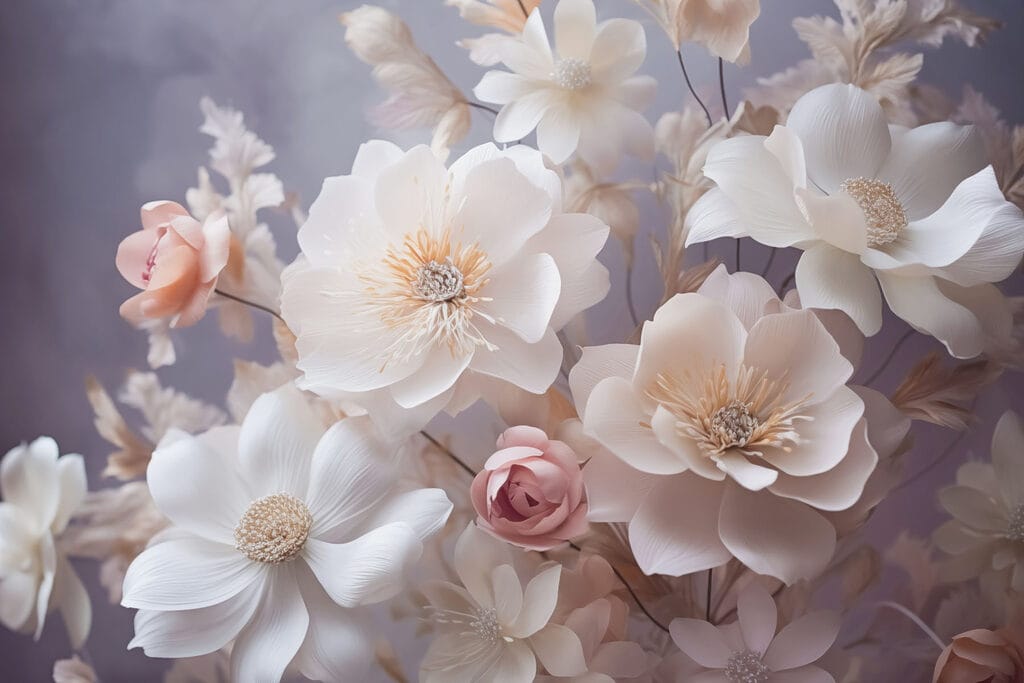Group of white and pink flowers Group of white and pink flowers