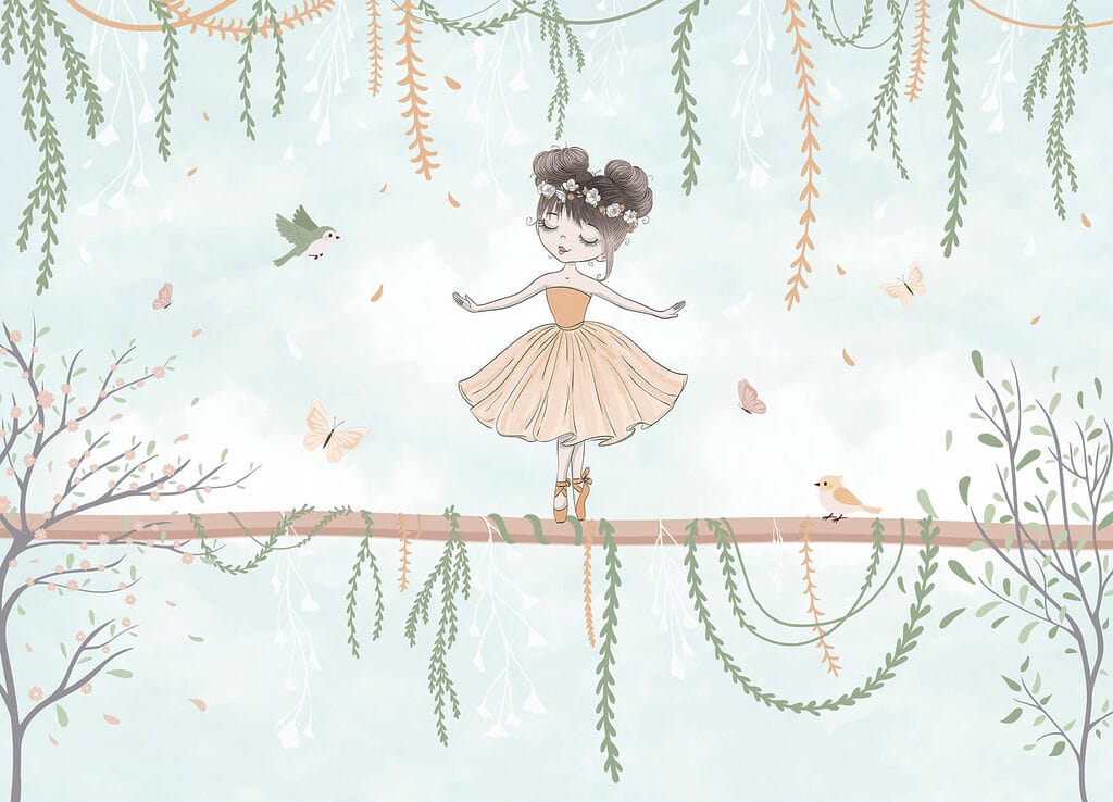 Cartoon of a girl on a branch Cartoon of a girl on a branch