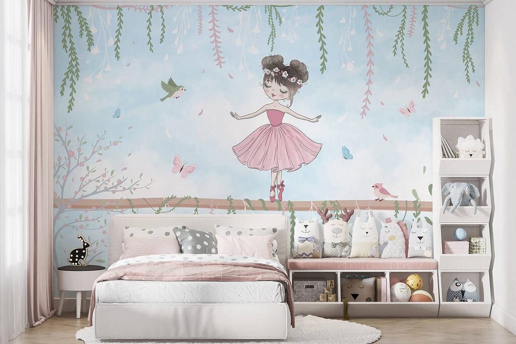 Girl in a pink dress on a branch Girl in a pink dress on a branch
