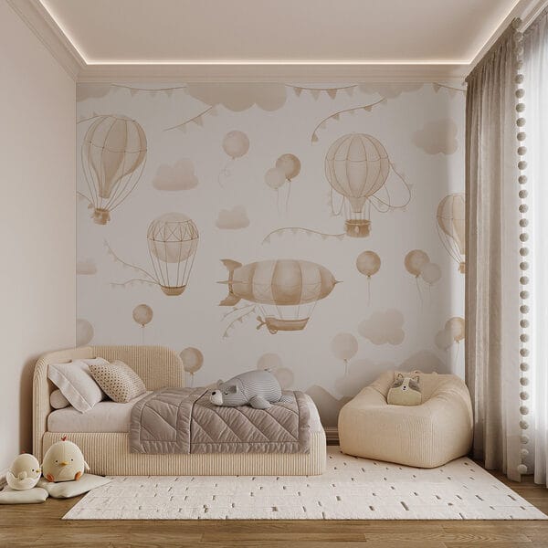 Group of hot air balloons and mountains Group of hot air balloons and mountains