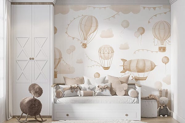 Group of hot air balloons and mountains Group of hot air balloons and mountains