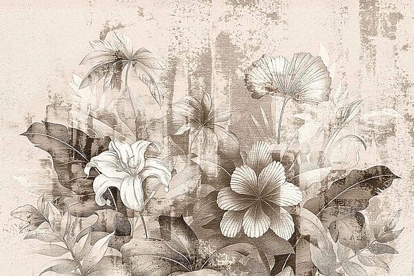 Delicate floral sketch in soft tones Delicate floral sketch in soft tones